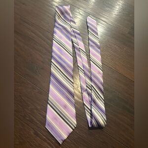Unlisted by Kenneth Cole Purple and Gray Striped 100% Silk Tie